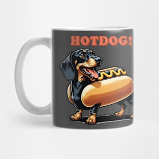 Wiener Dog Hotdog | Long Dachshund Black & Tan Dog in Bun Suit | Sausage Dog Mug